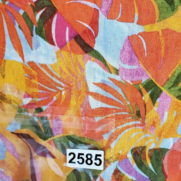 C&C California Shirt Womens 3X Multicolor Linen Tropical Leaf Print Summer Top - Picture 7 of 7